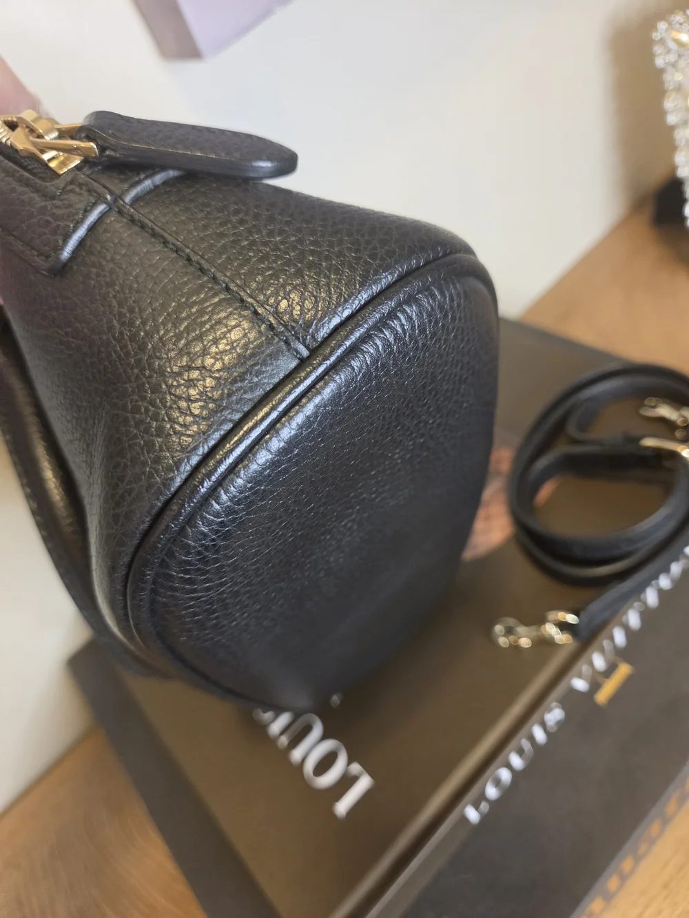 Gucci Black Leather Dome Satchel with Gold Hardware